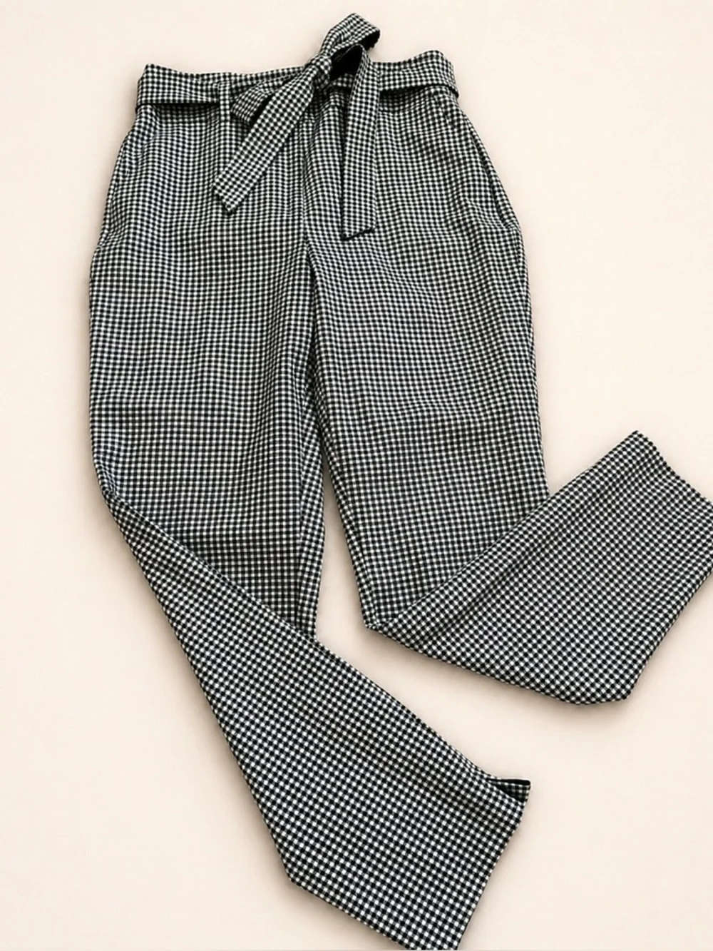 White House Black Market Gingham Tie-Waist Work Pants – Size 2